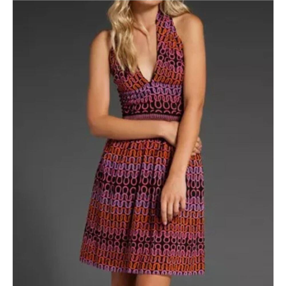 Trina Turk Womens 8 Blank Pink Orange Campania Silk Halter Mini Dress NEW